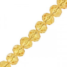 Faceted glass rondelle beads 4x3mm Light colorado topaz pearl shine coating